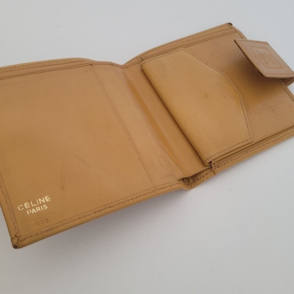 Celine Triomphe Macadam Vintage Canvas Leather Wallet Bifold Compact w COA - Picture 5 of 12
